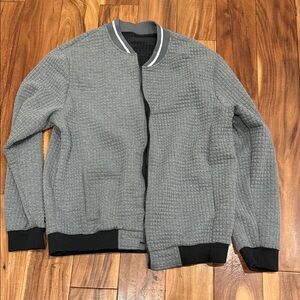 Gray Quilted Bomber Jacket